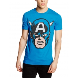 CAPTAIN AMERICA big head  T-Shirt Blau Marvel S M L XL 2XL