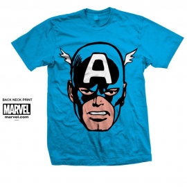 CAPTAIN AMERICA big head  T-Shirt Blau Marvel S M L XL 2XL