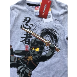 LEGO NINJAGO Jungen Ninja Langarm T-Shirt Original Hellgrau 4 6 8 10 Jahre 104 116 128 140 cm