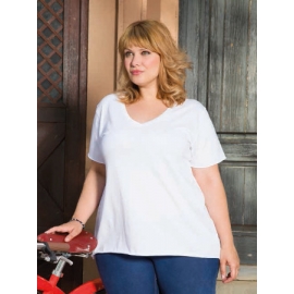 Curvy Slub Big Girls T-Shirt Big TOP Übergrösse Damen große Grössen mit Oberweite kurz Glockenförmig geschnitten S M L XL vers.Farben