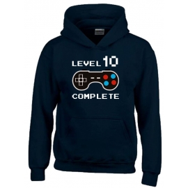 Level 10 complete T-Shirt oder Hoodie Sweatshirt für Kinder 10 Jahre Geburtstag Gamer Konsole Gr. 116 128 140 152 164 cm