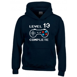 Level 13 complete T-Shirt oder Hoodie Sweatshirt für Kinder 13 Jahre Geburtstag Geschenk Gamer Konsole Gr. 152 164 cm oder Herren XS S M