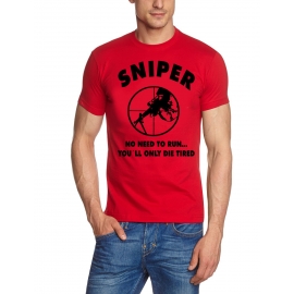 SNIPER T-Shirt NO NEED TO RUN...  rot  S - XXL