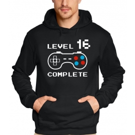 LEVEL 16 complete T-Shirt oder Hoodie Sweatshirt für Kinder 16 JAHRE Geburtstag Geschenk Gamer Konsole Gr. 152 164 cm oder Herren XS S M L XL