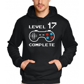 Level 17 complete T-Shirt oder Hoodie Sweatshirt für Kinder 17 JAHRE Geburtstag Geschenk Gamer Konsole Gr. XS S M L XL