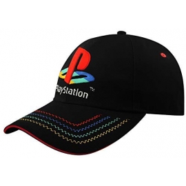 Sony Playstation Embroidered Retro Logo Adjustable Cap, Unisex, PS5 Stick Logo Black/Red