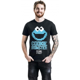 Sesamstraße Cookie Monster 8 Bit T-Shirt schwarz pixel Sesamstreet S M L XL XXL Krümelmonster