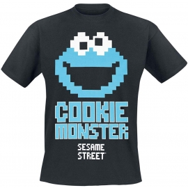 Sesamstraße Cookie Monster 8 Bit T-Shirt schwarz pixel Sesamstreet S M L XL XXL Krümelmonster