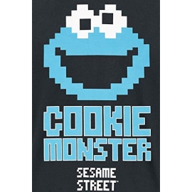 Sesamstraße Cookie Monster 8 Bit T-Shirt schwarz pixel Sesamstreet S M L XL XXL Krümelmonster