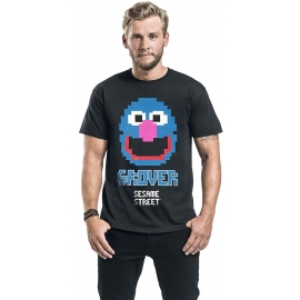 Sesamstraße Grover 8 Bit T-Shirt schwarz Grobi S M L XL XXL SESAMSTREET