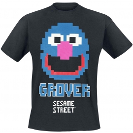 Sesamstraße Grover 8 Bit T-Shirt schwarz Grobi S M L XL XXL SESAMSTREET