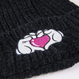 Minnie Maus Mütze Beanie schwarz Pom pom Ohren Minni Mouse 3D Effekt