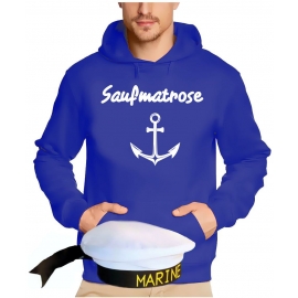 Matrosen  Kostüm 2 Teile Partymatrose Tanzmatrose Feiermatrose Saufmatrose vers. zur Auswahl Hoodie Sweatshirt mit Kapuze Gruppenkostüm Gr.S M L XL XXL 3XL 4XL 5XL