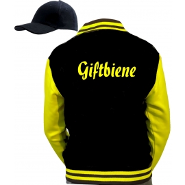 Bienen  Kostüm Partybiene Tanzbiene Feierbiene Sektbiene vers. zur Auswahl Jacke + Cap Gruppenkostüm schwarz gelb Gr.S M L XL XXL 3XL