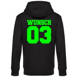 Partnerlook mit Wunschname & Wunschnummer Personalisierbar – Hoodie, Sweatshirt & Pullover für Pärchen, Familie & Freunde - Schwarz, Grau, Blau, Weiß, XS-5XL