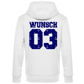 Partnerlook mit Wunschname & Wunschnummer Personalisierbar – Hoodie, Sweatshirt & Pullover für Pärchen, Familie & Freunde - Schwarz, Grau, Blau, Weiß, XS-5XL