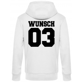 Partnerlook mit Wunschname & Wunschnummer Personalisierbar – Hoodie, Sweatshirt & Pullover für Pärchen, Familie & Freunde - Schwarz, Grau, Blau, Weiß, XS-5XL