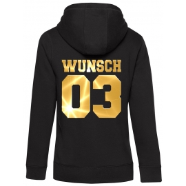 Partnerlook mit Wunschname & Wunschnummer Personalisierbar – Hoodie, Sweatshirt & Pullover für Pärchen, Familie & Freunde - Schwarz, Grau, Blau, Weiß, XS-5XL