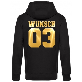 Partnerlook mit Wunschname & Wunschnummer Personalisierbar – Hoodie, Sweatshirt & Pullover für Pärchen, Familie & Freunde - Schwarz, Grau, Blau, Weiß, XS-5XL