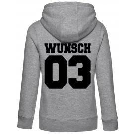 Partnerlook mit Wunschname & Wunschnummer Personalisierbar – Hoodie, Sweatshirt & Pullover für Pärchen, Familie & Freunde - Schwarz, Grau, Blau, Weiß, XS-5XL