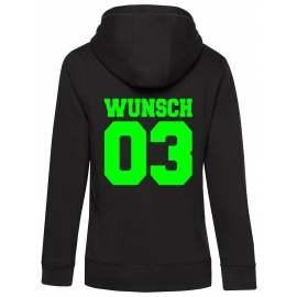 Partnerlook mit Wunschname & Wunschnummer Personalisierbar – Hoodie, Sweatshirt & Pullover für Pärchen, Familie & Freunde - Schwarz, Grau, Blau, Weiß, XS-5XL