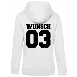 Partnerlook mit Wunschname & Wunschnummer Personalisierbar – Hoodie, Sweatshirt & Pullover für Pärchen, Familie & Freunde - Schwarz, Grau, Blau, Weiß, XS-5XL