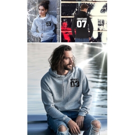 Partnerlook mit Wunschname & Wunschnummer Personalisierbar – Hoodie, Sweatshirt & Pullover für Pärchen, Familie & Freunde - Schwarz, Grau, Blau, Weiß, XS-5XL