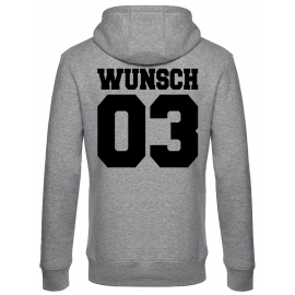 Partnerlook mit Wunschname & Wunschnummer Personalisierbar – Hoodie, Sweatshirt & Pullover für Pärchen, Familie & Freunde - Schwarz, Grau, Blau, Weiß, XS-5XL