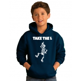 TAKE THE L DABBING Skelett schwarz oder dunkelblau Hoodie Sweatshirt mit Kapuze oder T-Shirt Gr. 116 128 140 152 164 cm