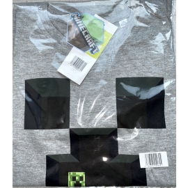 MINECRAFT KINDER T-Shirt grau meliert Logo Gr. 6 7 8 9 10 11 12 13 14 15 Jahre 116 128 140 152